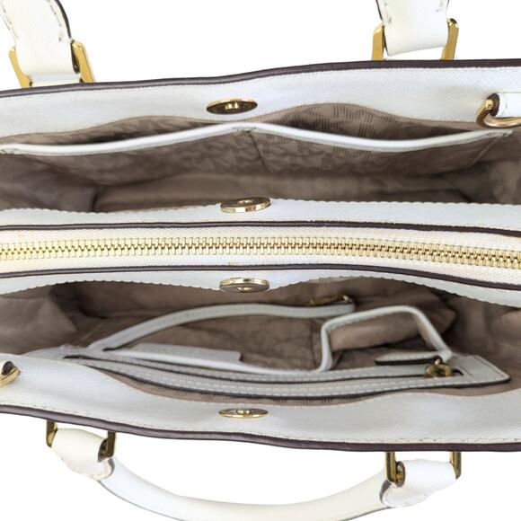 Pre-owned Michael Kors Saffiano Leather Savannah Medium Satchel Handbag - Picture 5 of 7